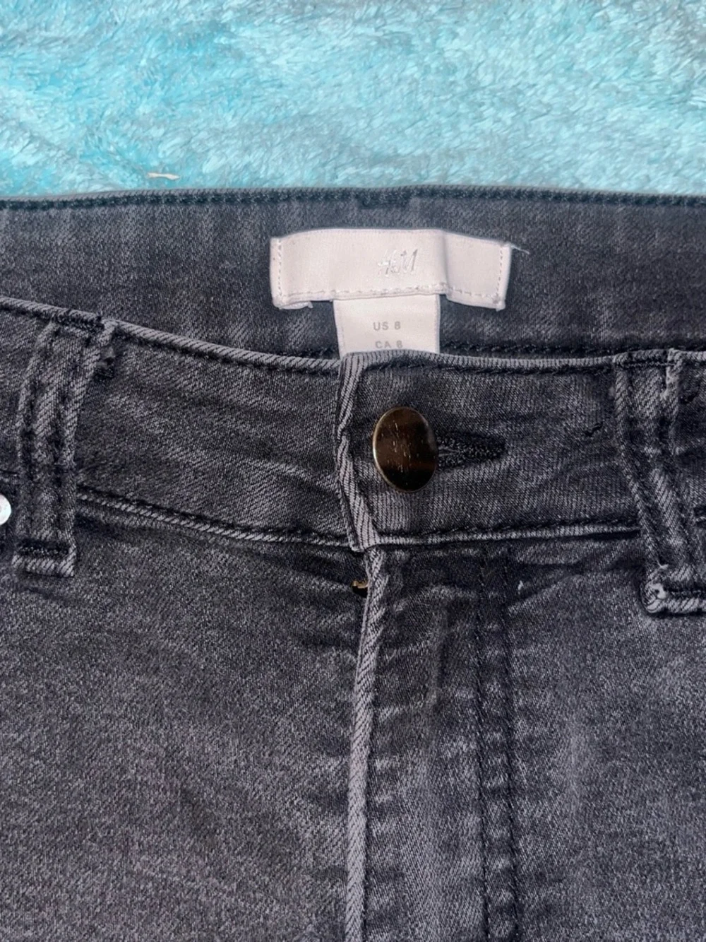 H&M Washed Black Denim High-Rise Shorts
